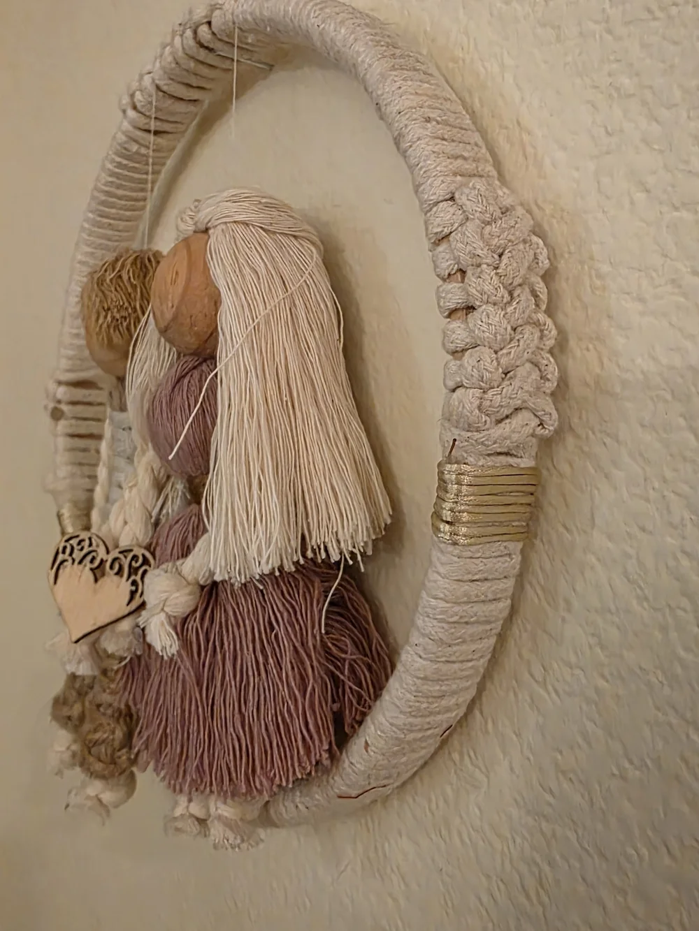 Macramé Couple Portrail Wall Hanging Love Handmade Boho Cottagecore
